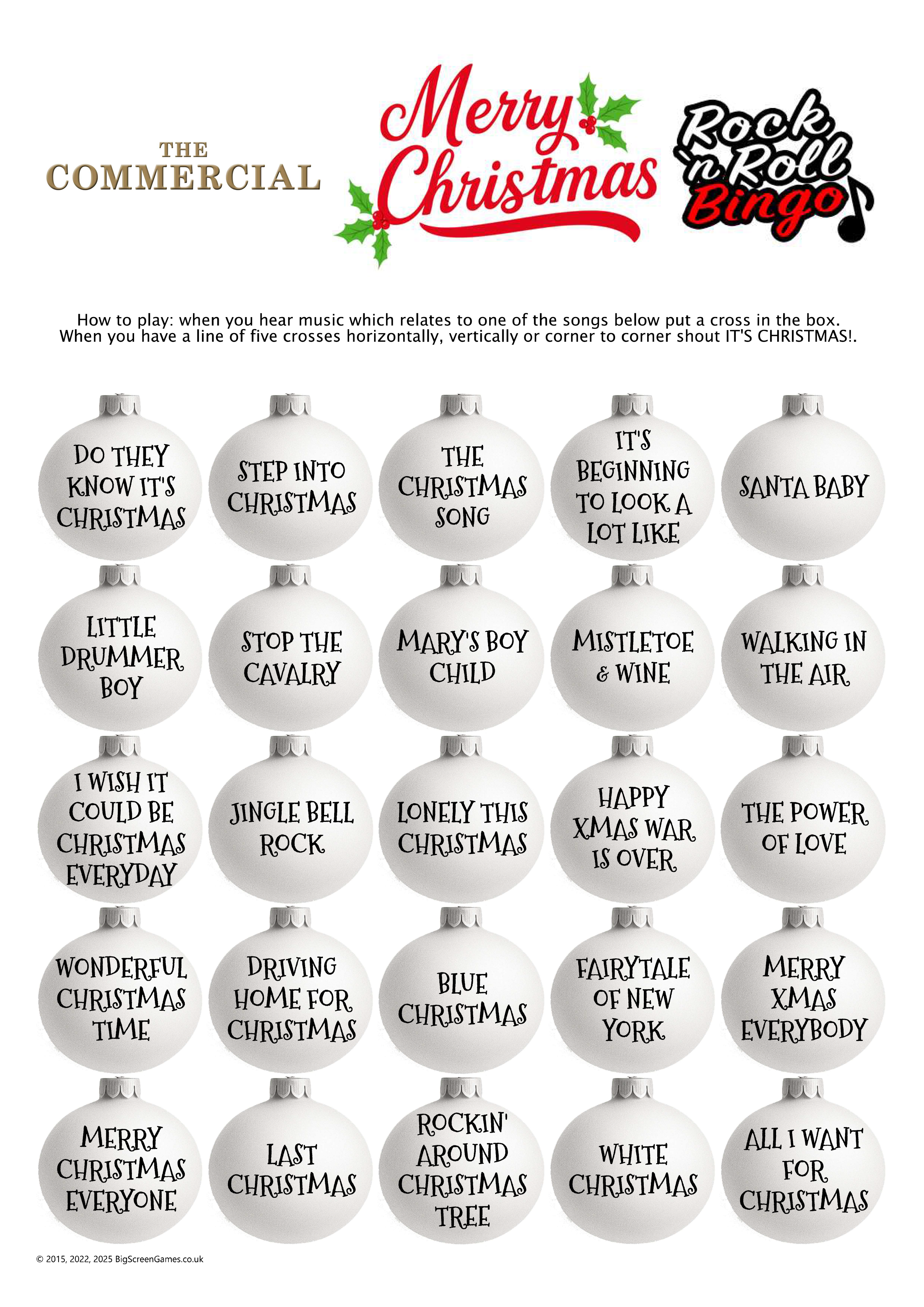 Christmas Music Bingo 1