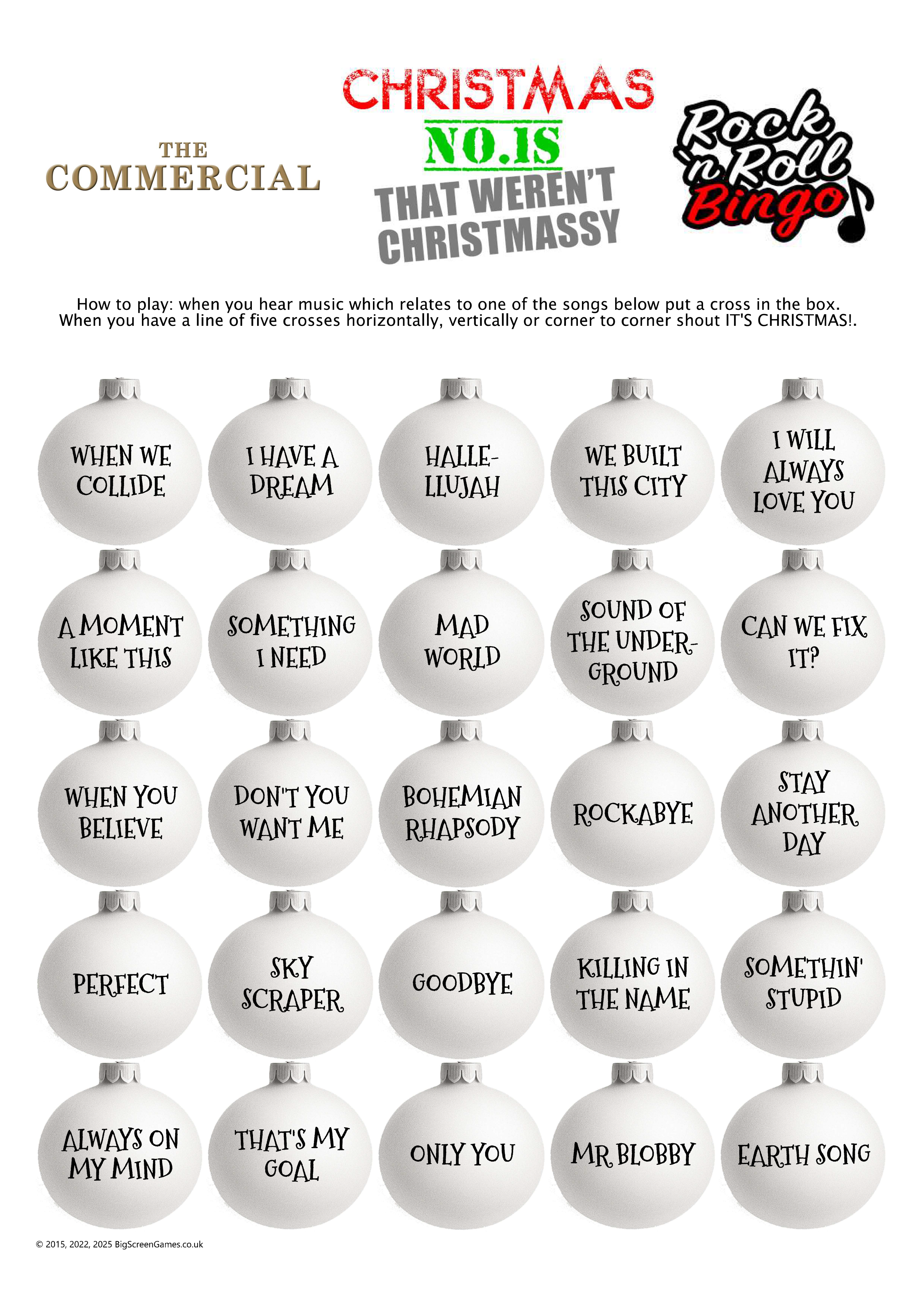 Christmas Music Bingo 2